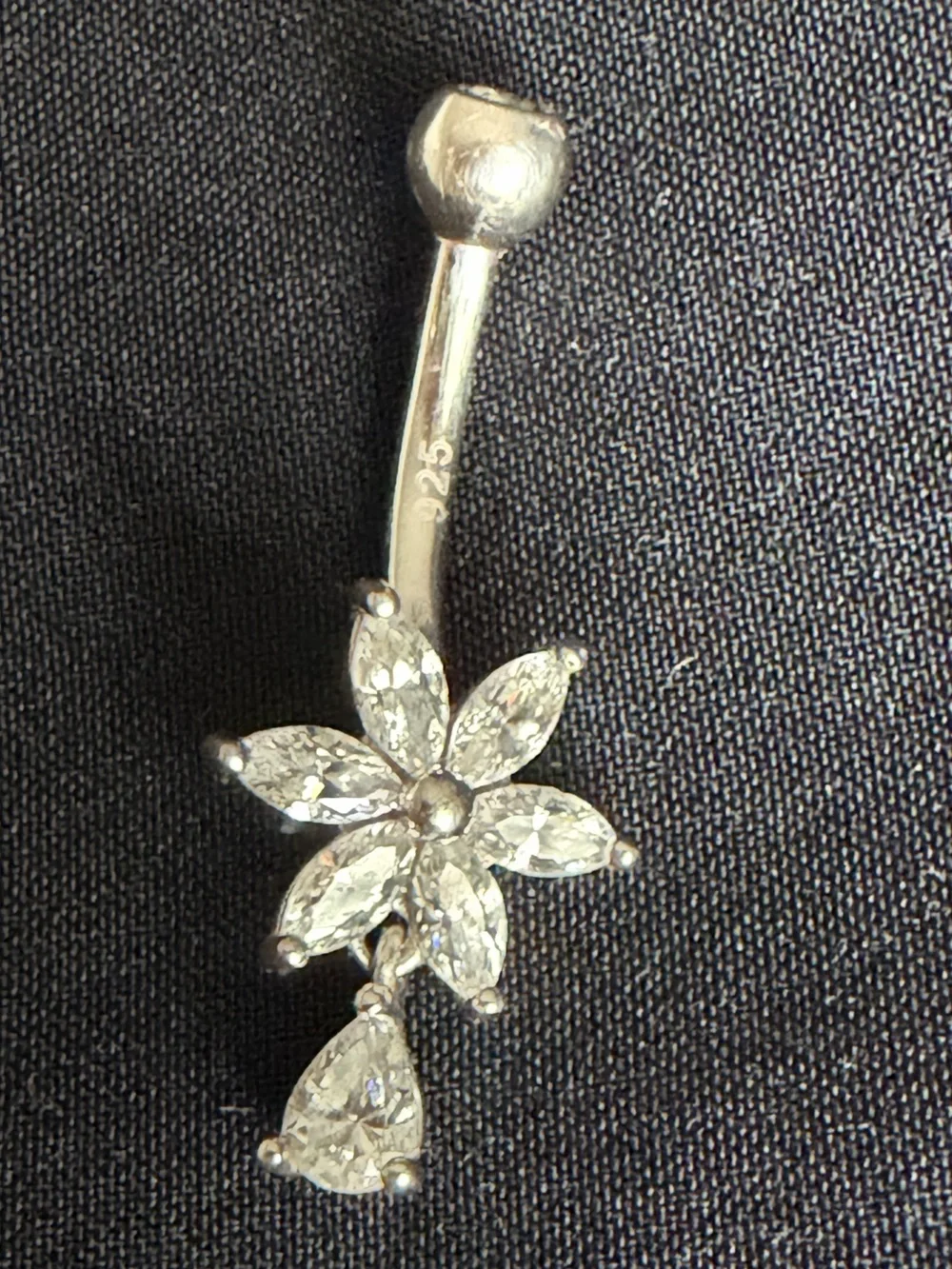 Belly ring piercing 925 silver floral